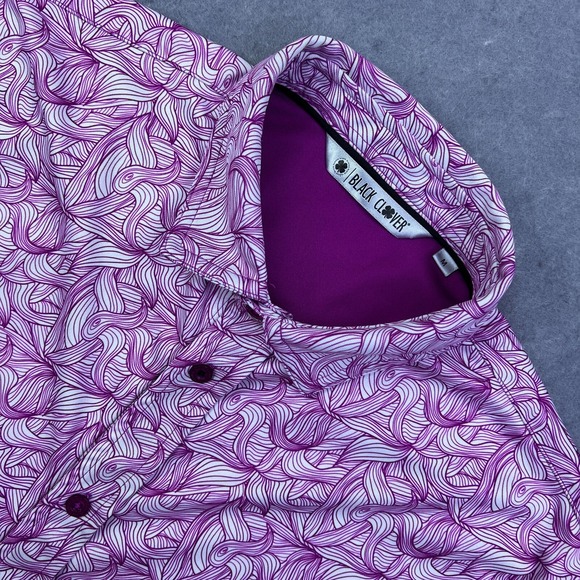 Black Clover Other - Black Clover Polo Shirt Mens Medium Pink Geometric Golf Tennis Performance Prep